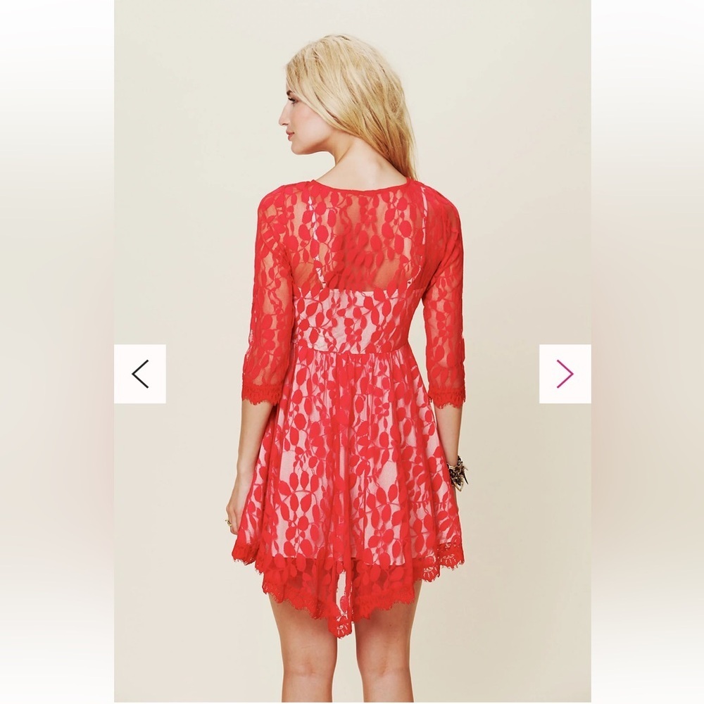 Free People Mesh Lace Fit and Flare Dress Size 12 - Picture 4 of 11